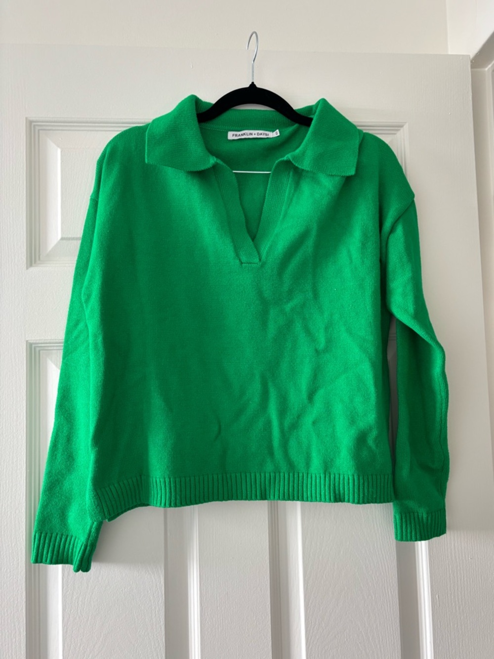 Franklin + Daysi Green Collared V-Neck Sweater